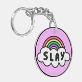 Pride- regenboogkleur met wolken sleutelhanger (Voorkant Links)