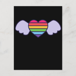 Pride-regenboogkleurig hart met vleugels. Gay lgbt Briefkaart