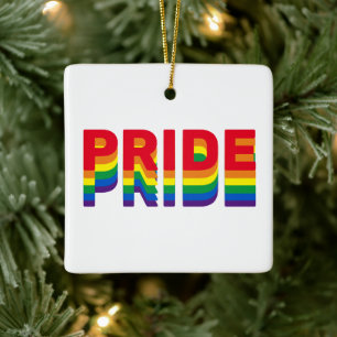 Pride regenboogretro kleuren homoseksuele kerst keramisch ornament