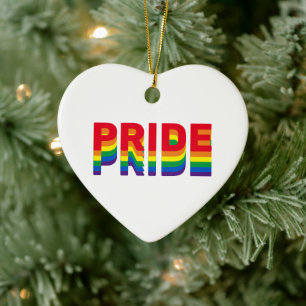 Pride regenboogretro kleuren voor het homohart Ker Keramisch Ornament