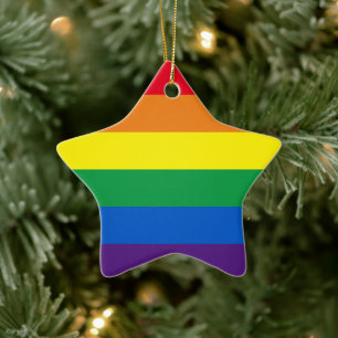 Pride regenboogstrepen LGBT gay flag star Kerstmis Keramisch Ornament