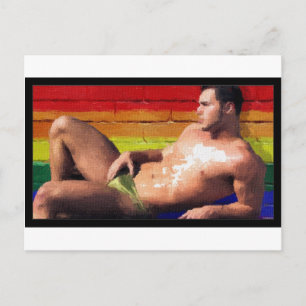 PRIDE Rooftop Hunk - origineel schilderij Briefkaart