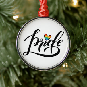 Pride Script Heart Metalen Ornament