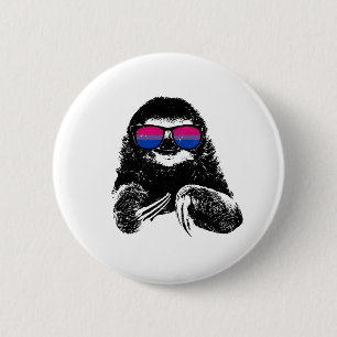Pride Sloth Bisexual Flag zonnebril Ronde Button 5,7 Cm