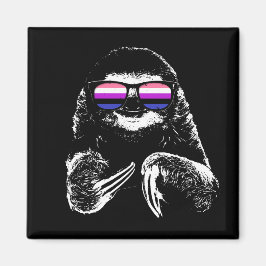 Pride Sloth Genderfluid Flag Zonnebril Magneet