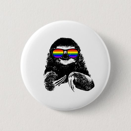 Pride Sloth LGBTQ - zonnebribribril Ronde Button 5,7 Cm (Voorkant)