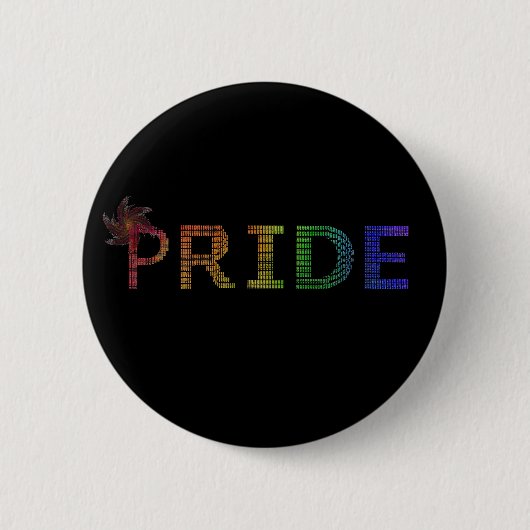 Pride Sticker - Regenboog Tekst Ronde Button 5,7 Cm (Voorkant)