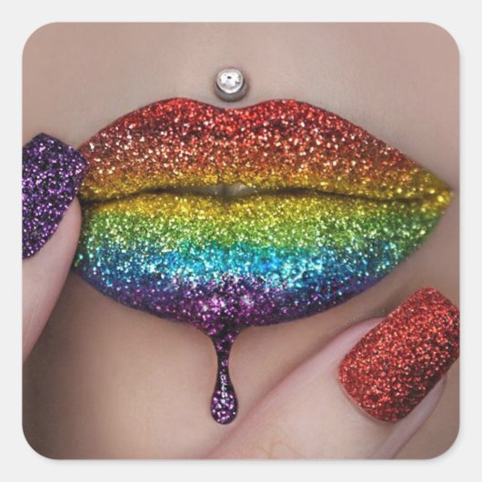 Pride Stickers - Regenboog Lippenstift Lesbisch (Voorkant)