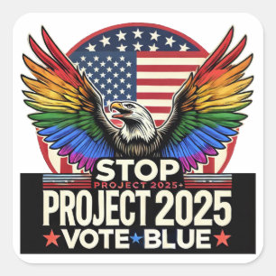 Pride - Stop Project 2025 - Stem Blauw Vierkante Sticker