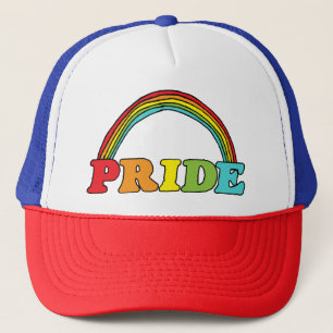 Pride tekst en regenboog trucker pet