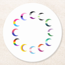 Pride Time Crescent Moon Design Ronde Kartonnen Onderzetter
