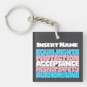 PRIDE Trans rechten woord art vlag LGBT citaat bon Sleutelhanger