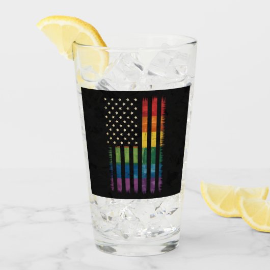 Pride USA America Distressed Rainbow Flag LGBTQ Glas (Voorkant ijs)