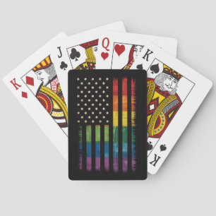 Pride USA America Distressed Rainbow Flag LGBTQ Pokerkaarten