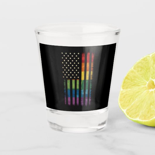 Pride USA America Distressed Rainbow Flag LGBTQ Shot Glas (Voorkant)