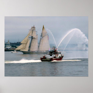 Pride van Baltimore en brandboot Poster