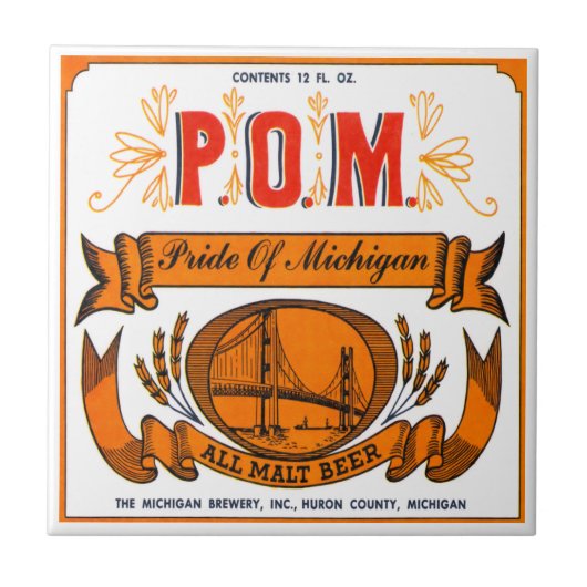 Pride van Michigan Beer Tile Tegeltje (Voorkant)