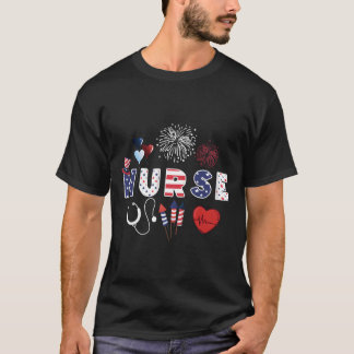 Pride Verpleegster Usa Vlag Stethoscoop Patriottis T-shirt
