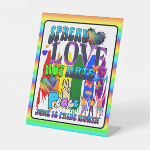 Pride Verspreid Liefde Niet Haat Reclamebord Met Voetstuk