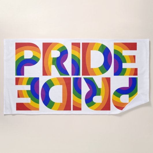PRIDE Vet Geometrische Rainbow Typografie Strandlaken (Voorkant)