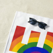 PRIDE Vet Geometrische Rainbow Typografie Strandlaken (In situ)