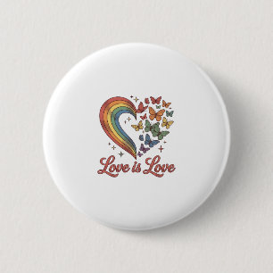 Pride Vlinder Hart Liefde Is Liefde Shirt Ontwerp_ Ronde Button 5,7 Cm
