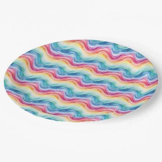 Pride Wavy Rainbow Stripes Pattern Summer Papieren Bordje (Gekanteld)