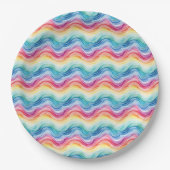 Pride Wavy Rainbow Stripes Pattern Summer Papieren Bordje (Voorkant)
