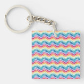 Pride Wavy Rainbow Stripes Pattern Two-sided Sleutelhanger (Voorkant)