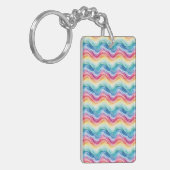 Pride Wavy Rainbow Stripes Pattern Two-sided Sleutelhanger (Voorkant Links)