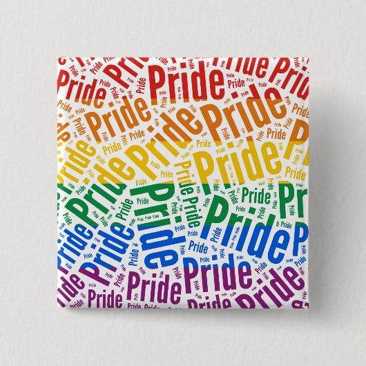 PRIDE WORD PATTERN FLAG -.png Vierkante Button 5,1 Cm (Voorkant)