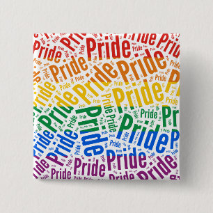 PRIDE WORD PATTERN FLAG -.png Vierkante Button 5,1 Cm
