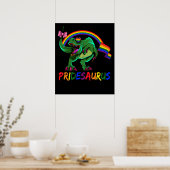 Pridesaurus Pride Gay T-Rex Dino Regenboog Poster (Keuken)