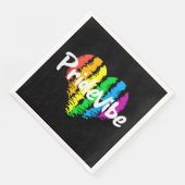 PrideVibe Coeur : Gras serviettes en papier noir (Coin)