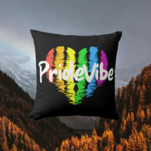 PrideVibe Logo Rainbow Heart Kussen