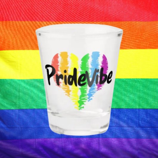 PrideVibe Logo Regenboog Hart Shot Glas