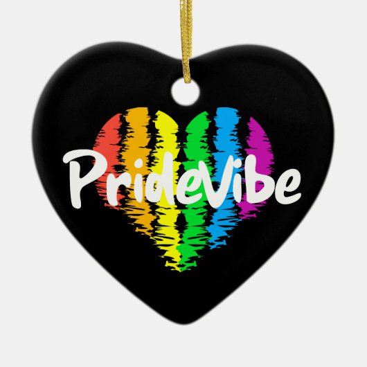 PrideVibe Rainbow Heart: Tijdloze trots Keramisch Ornament (Voorkant)