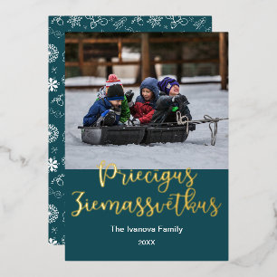 Priecīgus Ziemassvētkus, Letse kerst van de groent Folie Feestdagenkaart