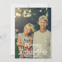 Priecigus Ziemassvetkus Script Fotogroet Kaart