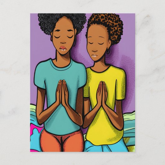 Prier ensemble Black Christian Art Carte postale (Devant)