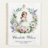 Prier Fille Doves Blanches Floral Première Communi (Devant)