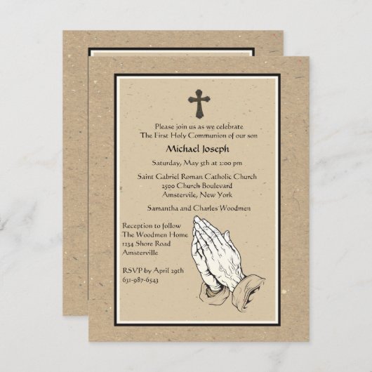 Prier Mains Invitation Religieuse (Devant / Derrière)