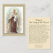 Prière à notre Madame de carte sainte du mont (Devant / Derrière)
