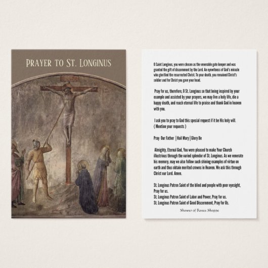 Prière à St. Longinus - Centurion à Crucifixion (Devant & derrière)