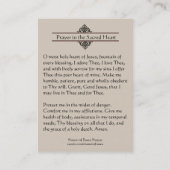 Prière au coeur sacré de la carte sainte de Jésus (Dos)