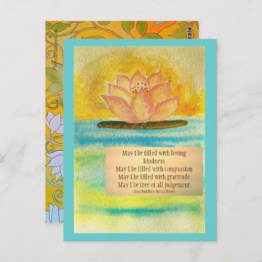 Prière bouddhiste de Metta de carte de méditation (Devant / Derrière)