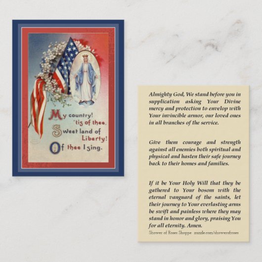 Prière Carte Sainte Vierge Marie de Dieu (Devant / Derrière)