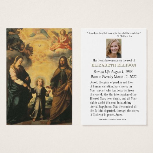 Prière catholique de funérailles en mémoire de Jés (Devant & derrière)