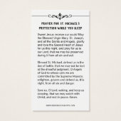 Prière catholique pour la protection de l'archange (Dos)