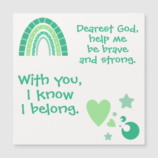 Prière chrétienne pour les enfants Vert | Carte ma (Devant)